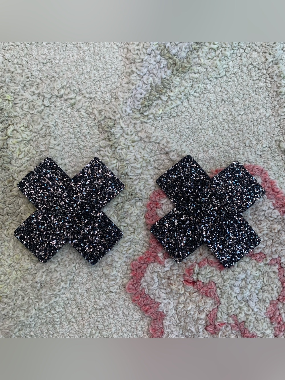 Sparkly Black Cross Glitter Nipple Pasties